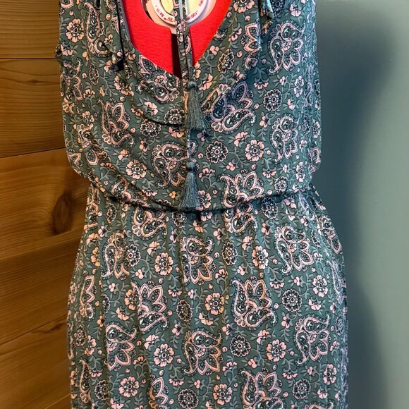 LOFT Green and Pink Paisley Dress - L - Picture 2 of 6
